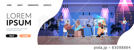 arab tired businesspeople working together in creative coworking center teamwork concept arab tired businesspeople working together in creative coworking center teamwork concept 83098864