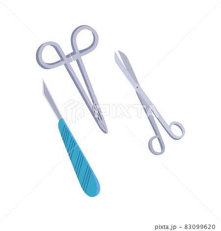 Surgical Instruments flat icons, medical scalpel and pictogram isolated on white. Symbol, logo illustration. Flat style design Surgical Instruments flat icons, medical scalpel and pictogram isolated on white. Symbol, logo illustration. Flat style design 83099620