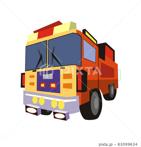 Flat vector illustration of a red fire truck. isolated on a white background. rescue service car design elements 83099634