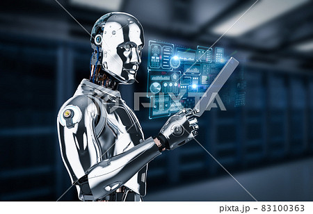Automation server with robot in server room 83100363