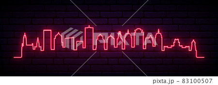 Red neon skyline of Rochester. 83100507