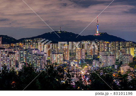 Seoul night cityscape view, South Korea travel Seoul night cityscape view, South Korea travel 83101196