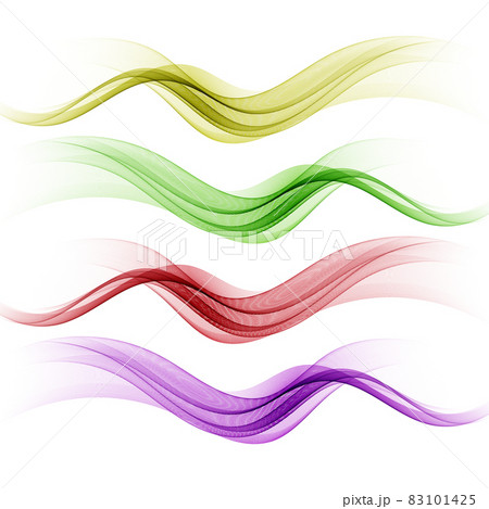 Abstract flow of colored transparent waves .Vector background wave color green red purple yellow set 83101425