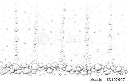 Water air bubbles background. Fizzy carbonated drink texture, beer, lemonade, cola, sparkling wine. Sea or aquarium underwater stream. Vector realistic illustration Water air bubbles background. Fizzy carbonated drink texture, beer, lemonade, cola, sparkling wine. Sea or aquarium underwater stream. Vector realistic illustration 83102907