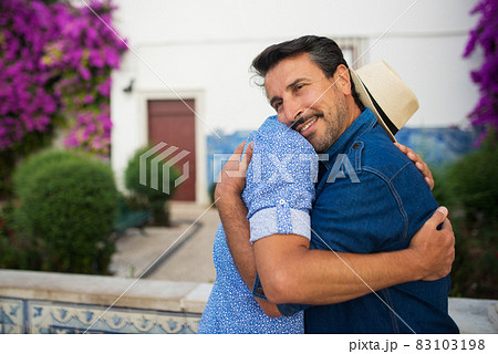 Joyful gay couple spending time together 83103198