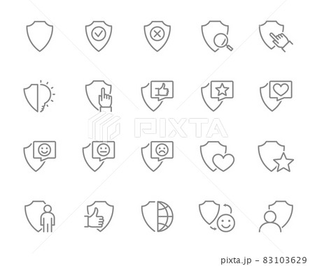 Set of defense line icons. Shield, security, protective, protection, safe and more. 83103629