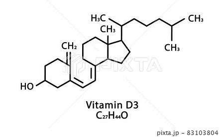 Vitamin D3 Cholecalciferol molecular structure. Vitamin D3 Cholecalciferol skeletal chemical formula. Chemical molecular formulas 83103804