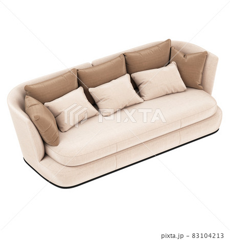 Soft sofa with pillows on a white background. 3d rendering 83104213