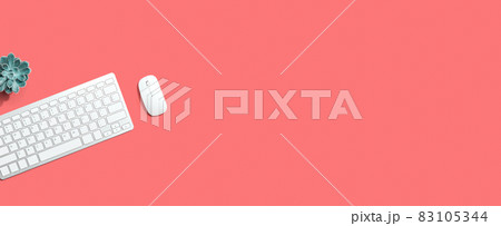 Computer keyboard and mouse from above 83105344