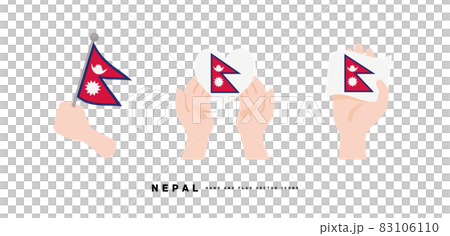[Nepal] Hand and national flag icon vector illustration 83106110