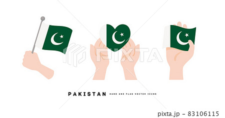 [パキスタン]手と国旗のアイコン ベクターイラスト