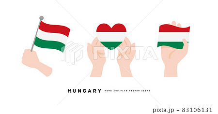 [ハンガリー]手と国旗のアイコン ベクターイラスト