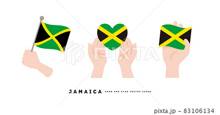 [ジャマイカ]手と国旗のアイコン ベクターイラスト