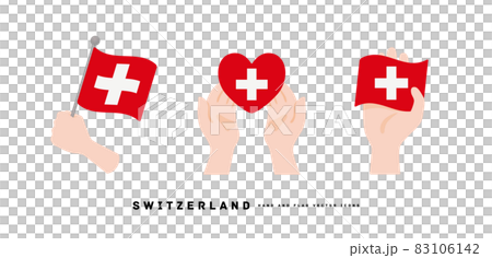 [瑞士] 手和國旗圖標矢量圖 83106142