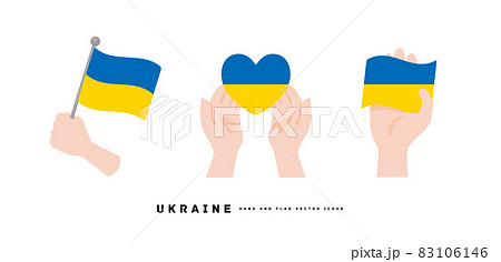 [ウクライナ]手と国旗のアイコン ベクターイラスト