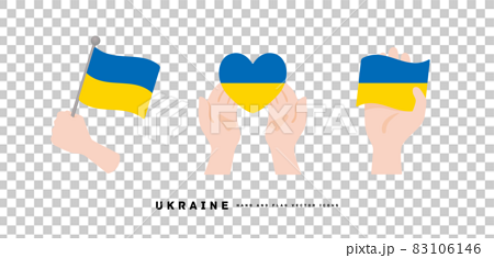 [ウクライナ]手と国旗のアイコン ベクターイラスト 83106146