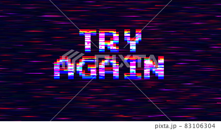 Pixel art space background with message Try Again 83106304
