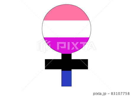 LGBT pride flag, Genderfluid PRIDE. Multicolored peace flag movement. Original colors symbol. In the form of the sign of Venus 83107758