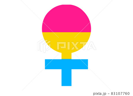LGBT pride flag, Pansexual PRIDE. Multicolored peace flag movement. Original colors symbol. In the form of the sign of Venus LGBT pride flag, Pansexual PRIDE. Multicolored peace flag movement. Original colors symbol. In the form of the sign of Venus 83107760