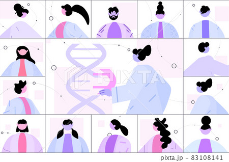 scientist analyzing DNA structure in web browser window researcher making experiment in online lab DNA testing scientist analyzing DNA structure in web browser window researcher making experiment in online lab DNA testing 83108141