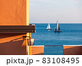 two sailboats in mediterranean sea 83108495