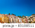 Colourful dense houses in Menton on azure coast in French riviera 83108511
