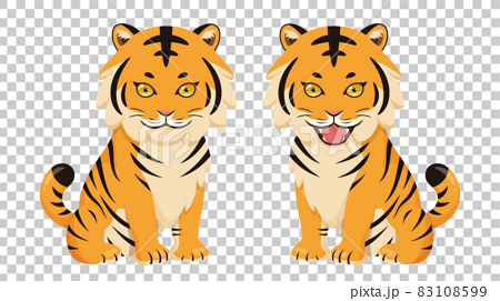 狛虎のイラスト オレンジ リアルな目のイラスト素材