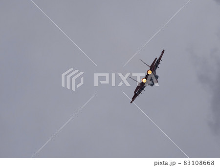 Moscow Russia Zhukovsky Airfield 31 August 2019: aerobatic team swifts MiG-29 perfoming demonstration flight of the international aerospace salon MAKS-2019 Moscow Russia Zhukovsky Airfield 31 August 2019: aerobatic team swifts MiG-29 perfoming demonstration flight of the international aerospace salon MAKS-2019 83108668
