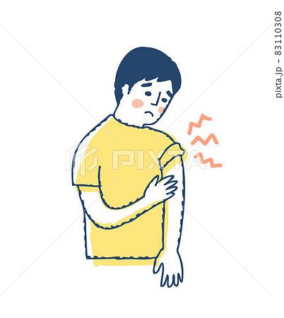 注射の痕の腕が痛む男性 83110308