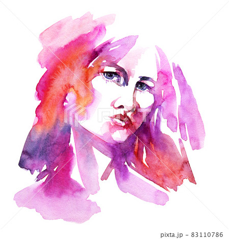 Watercolor woman portraitのイラスト素材 [83110786] - PIXTA