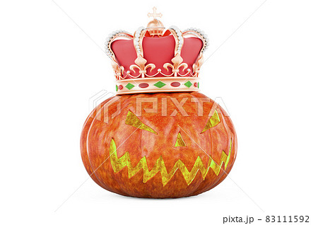 Halloween Pumpkin with Crown, 3D rendering Halloween Pumpkin with Crown, 3D rendering 83111592
