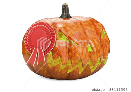 Halloween Pumpkin with badge, 3D rendering 83111595