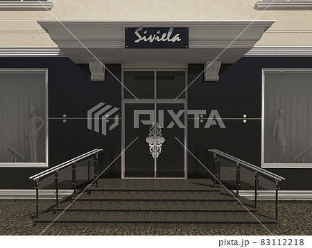 3d render of a building facade concept. The architecture of the building is in a modern classic style 3d render of a building facade concept. The architecture of the building is in a modern classic style 83112218