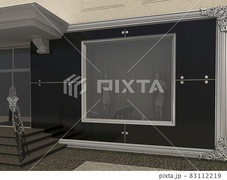 3d render of a building facade concept. The architecture of the building is in a modern classic style 3d render of a building facade concept. The architecture of the building is in a modern classic style 83112219