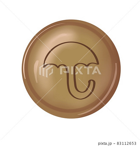 Caramel game. Cut the form umbrella out of caramel. Korean game isolated illustration on a white background Caramel game. Cut the form umbrella out of caramel. Korean game isolated illustration on a white background 83112653