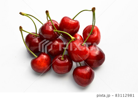 Sweet juicy natural and organic fresh cherry sour cherry, isolated on white background 83112981