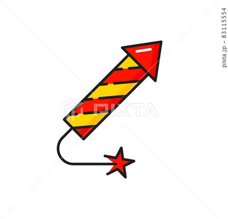 Festive rocket isolated New Year Xmas firecracker icon. Vector asian oriental pyrotechnics, party petard, birthday cracker. Christmas firework, explosion cracker, Chinese festival celebration object Festive rocket isolated New Year Xmas firecracker icon. Vector asian oriental pyrotechnics, party petard, birthday cracker. Christmas firework, explosion cracker, Chinese festival celebration object 83115554