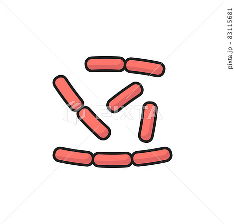 Lactobacillus microorganisms virus bacteria, probiotics isolated color line icon. Vector healthy organism chemical microbe, gastrointestinal therapy prebiotics. Bifidobacterium, positive bacterium 83115681