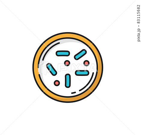 Microorganism virus bacteria cell isolated color line icon. Vector healthy organism bacteria, flat chemical microbe. Prebiotics sign, gastrointestinal therapy. Bifidobacterium, positive bacterium 83115682