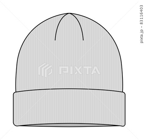 Beanie knit cap template illustration (front) / - Stock