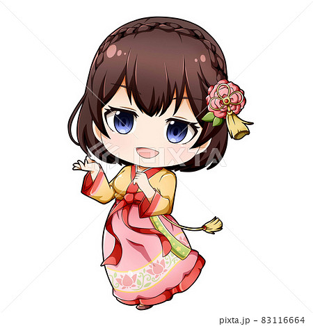 チマチョゴリを着た女の子のイラスト素材