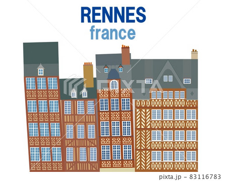 レンヌ Rennes フランス France 傾く家のイラスト素材 1167