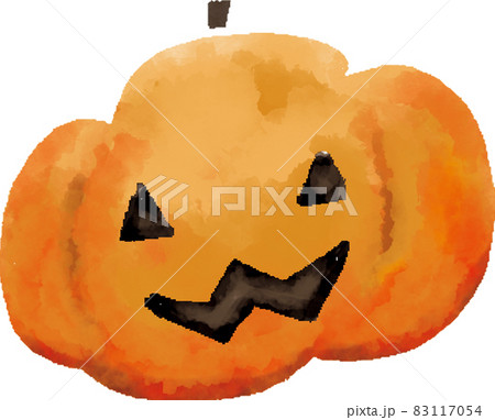 水彩風ハロウィンのカボチャランタン(線なし) 83117054