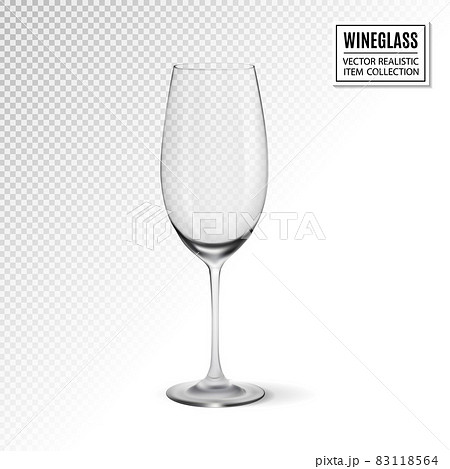 Empty clear champagne flute. Wineglass. Photo-realistic packaging mockup template. Quality realistic vector, 3d illustration 83118564
