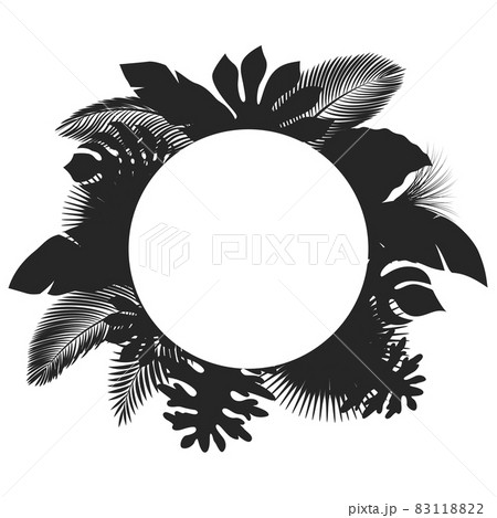 Silhouette round tropical leaves, suitable for nature concept, summer and holiday. Vector illustration 83118822