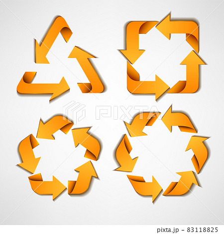 Yellow arrows with various curved shape, Suitable for recycle, ecological symbol, and other. Vector illustration 83118825