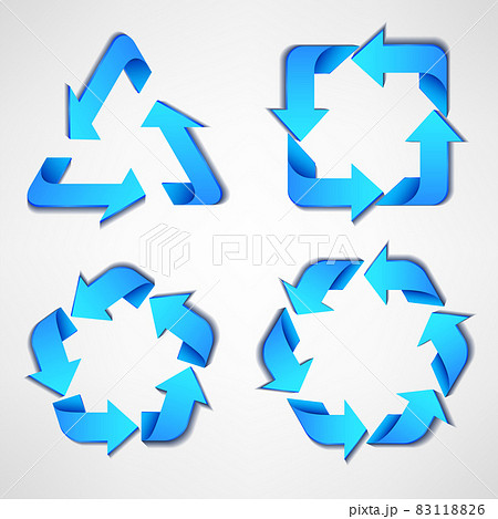 Blue arrows with various curved shape, Suitable for recycle, ecological symbol, and other. Vector illustration 83118826