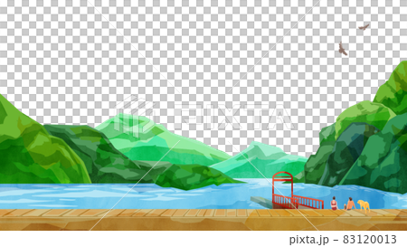 Lake and mountain landscape handwritten watercolor style illustration Lake and mountain landscape handwritten watercolor style illustration 83120013