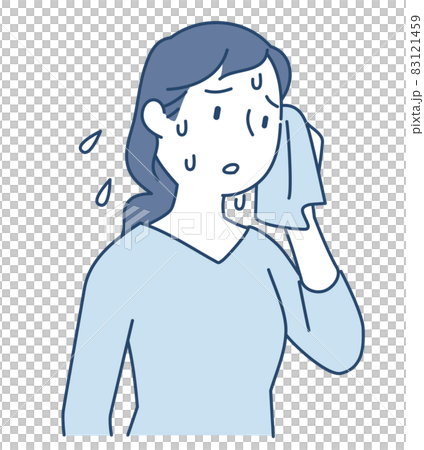 一個女人出汗擦臉 一個女人出汗擦臉 83121459