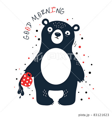 Dissatisfied and sleepless bear. Inscription Good morning 83121623